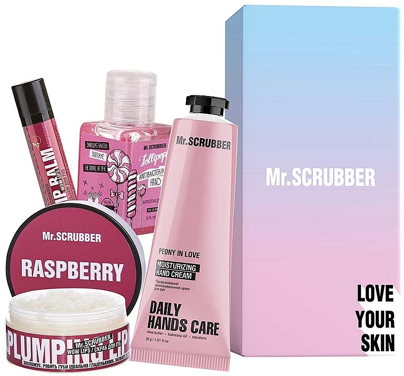 Sada - Mr.Scrubber Sweet Raspberry (lip/balm/5g + lip/scrub/50ml + h/cr/50ml + sanitizer/30ml)