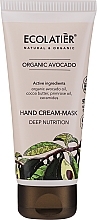 Feuchtigkeitsspendende, nährende und regenerierende Handcreme-Maske mit Bio Avocadoöl, Sheabutter und Panthenol Ecolatier Organic Avocado Moisturizing Hand Cream-Mask