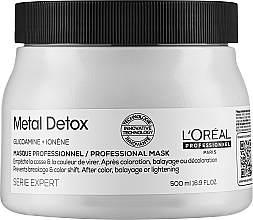 Máscara profissional contra o acumular de metal no cabelo após o coloração ou clareamento L'Oreal Professionnel Metal Detox Anti-deposit Protector Mask