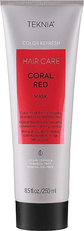 Máscara para renovação de cor para tons vermelhos de cabelo - Lakme Teknia Color Refresh Coral Red Mask