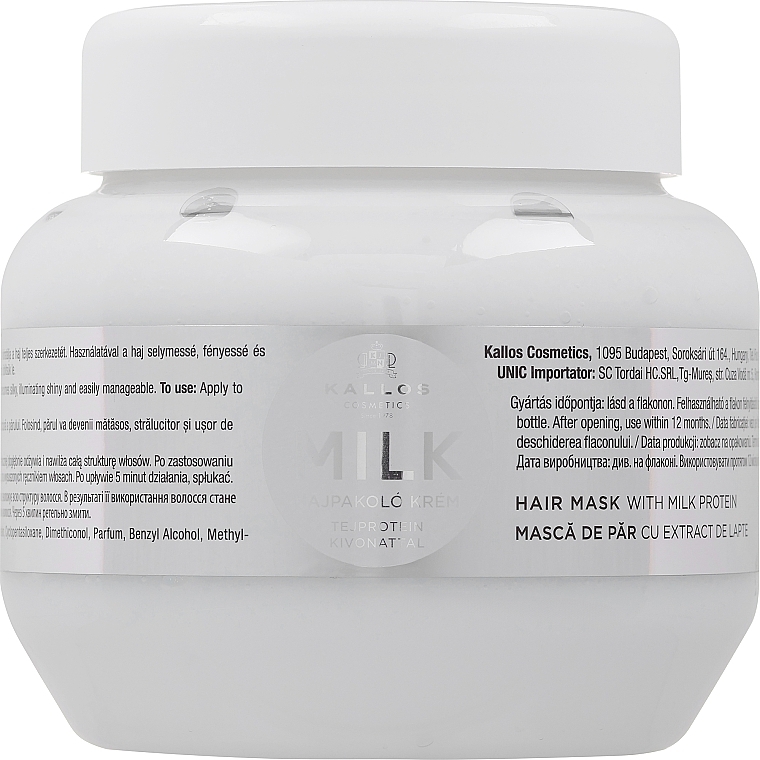 Máscara para Cabelo com proteína de leite - Kallos Cosmetics Hair Mask Milk Protein