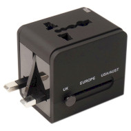 Универсальный сетевой переходник POWERPLANT Universal travel adapter with USB Black (DV00DV5067)