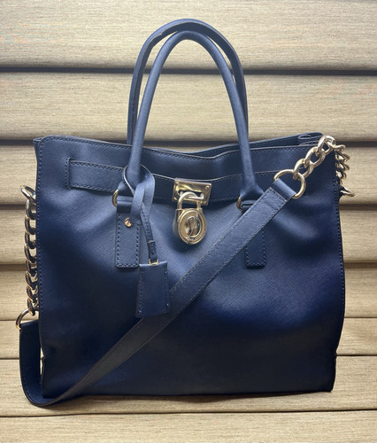 MICHAEL KORS Navy Blue  Hamilton Large  Leather To