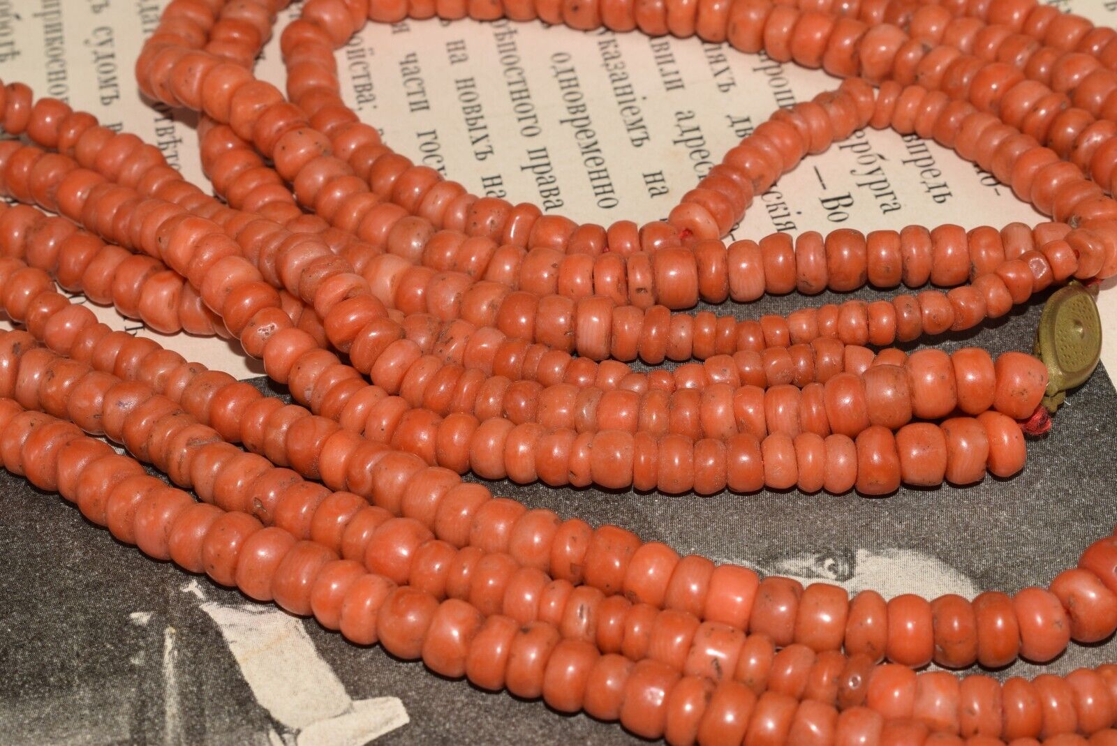 Antique 19th century! Natural undyed CORAL Neckla… - image 16