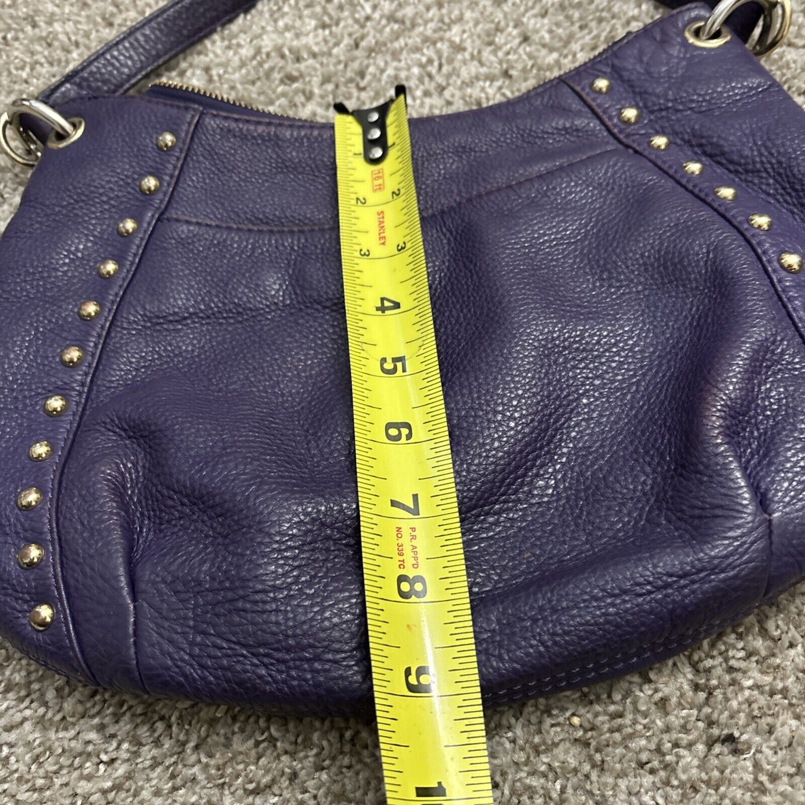 Rare Michael Kors STUDDED Round  Leather Hobo PUR… - image 6