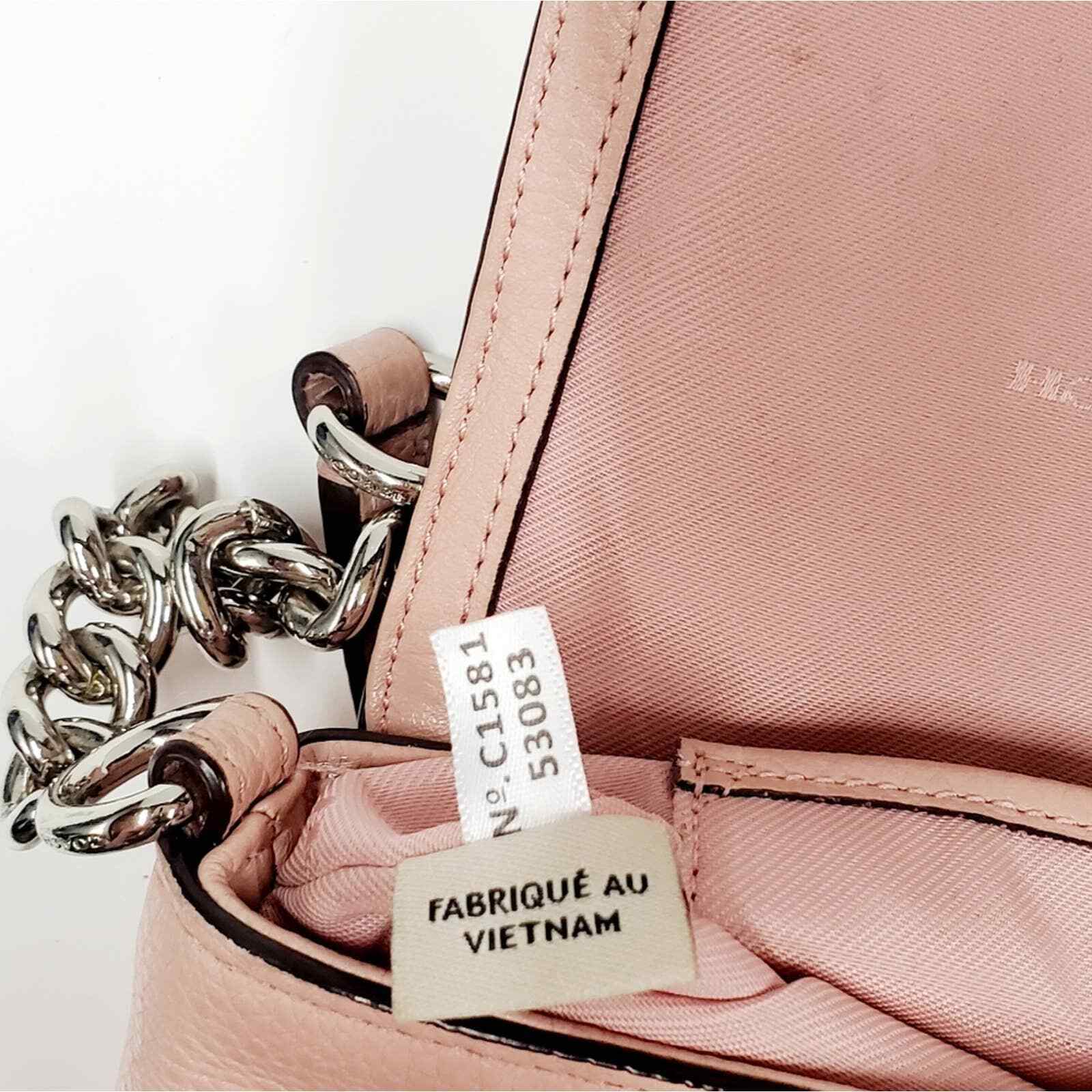 Peach Pink Coach Crosstown Chain Crossbody Flap B… - image 9