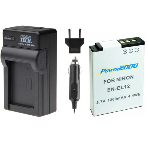 EN-EL12 Battery with Charger for Nikon Coolpix A900, A1000, B600 Camera ...