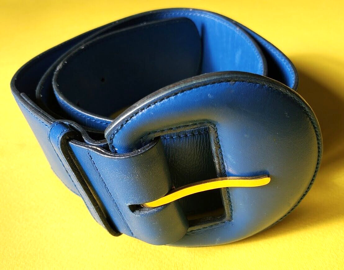 Vintage RARE Gucci Cobalt Blue Leather Belt - image 1