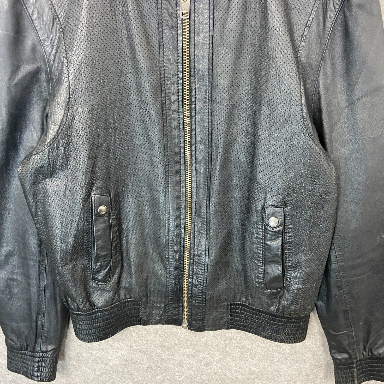 AllSaints Jacket Mens Large Black Genuine Leather… - image 3