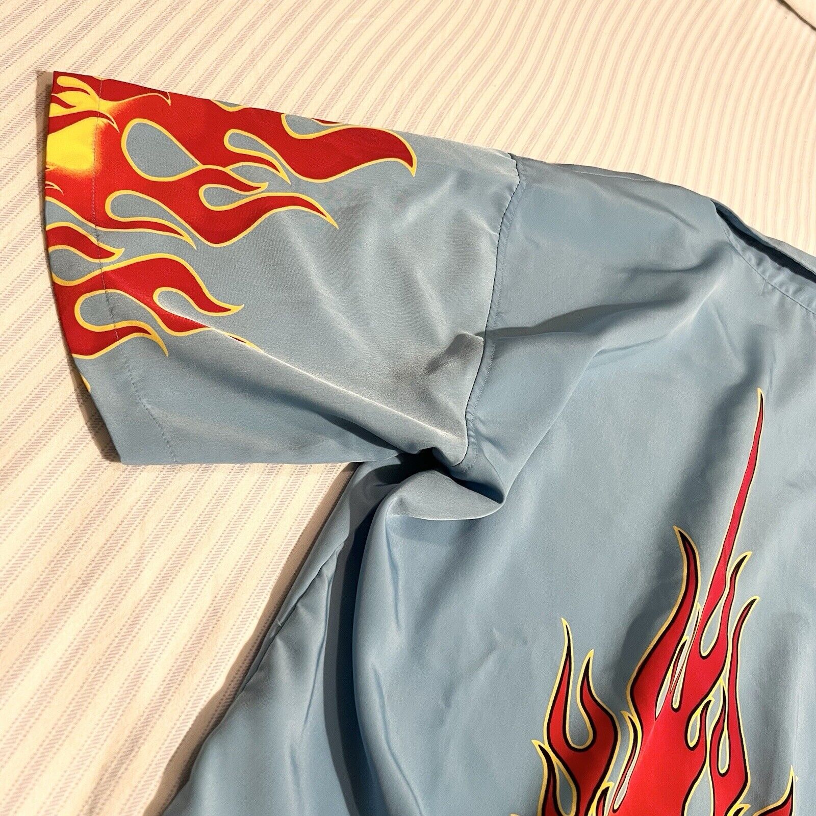 Vtg 90s Deadstock JNCO Blue Polo W/ Flames And Gr… - image 5