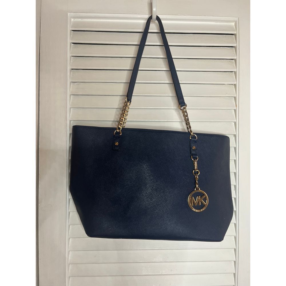 Michael Kors SaffianoTote Bag Navy Blue Shoulder … - image 1