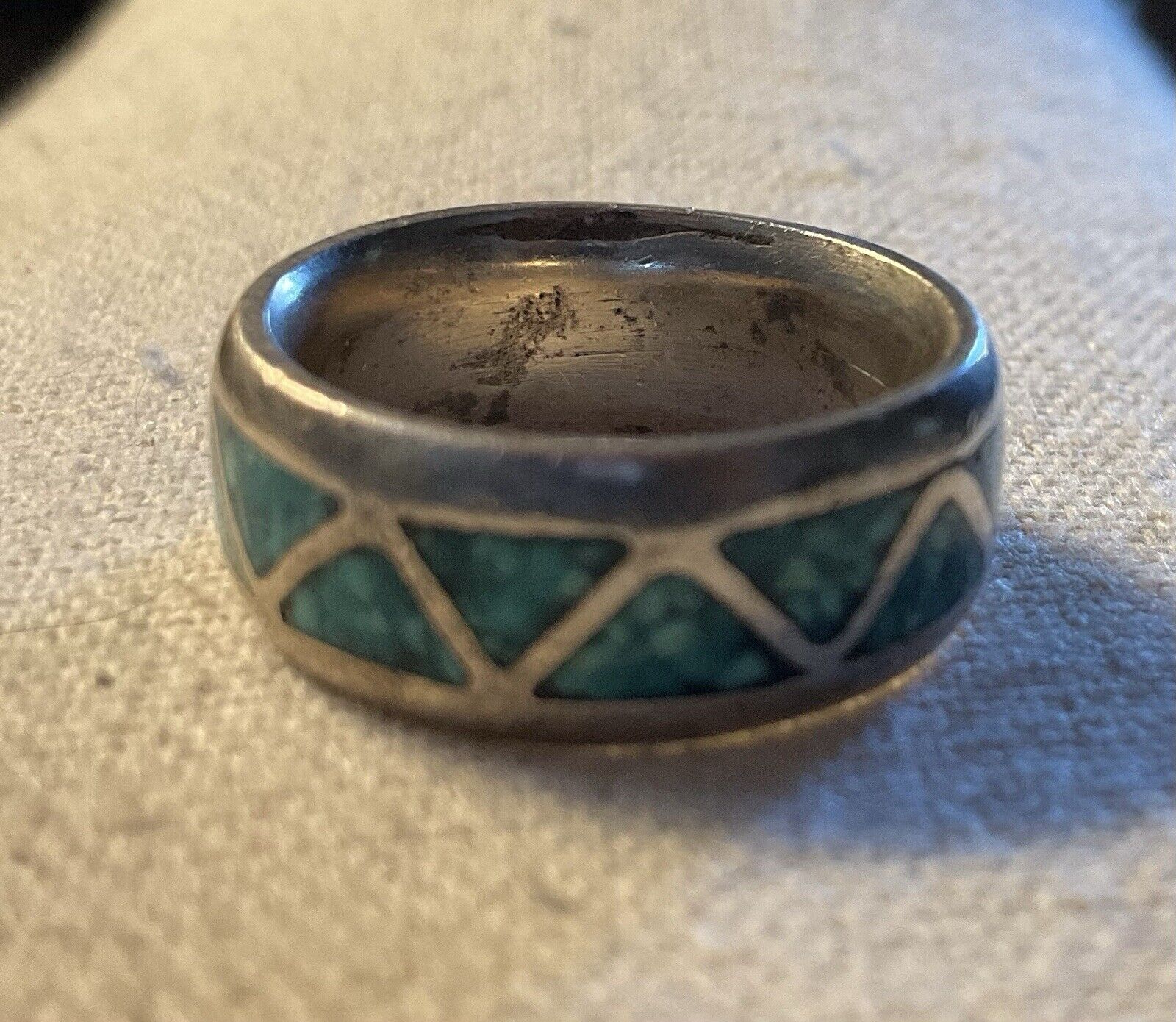 Vintage Native American 925 Crushed Inlay Turquoi… - image 1