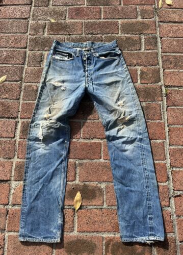 Vtg Rare Levis Big E S Type Lemon Stitch Fade Redl