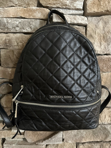 Michael Kors Rhea Quilted Black Leather Backpack