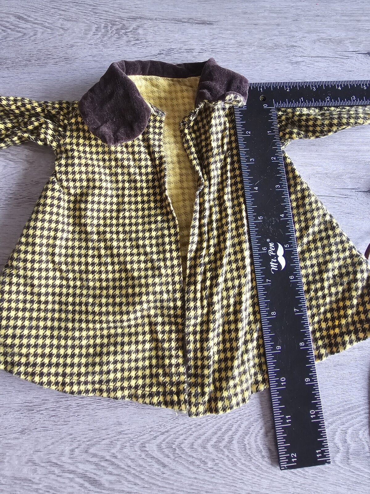 Vtg Baby Or Doll Newborn Handmade Houndstooth Dre… - image 9