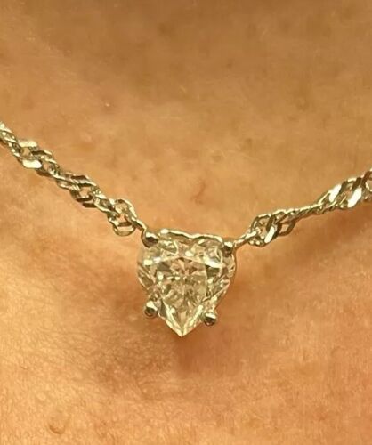 14k white gold diamond heart necklace pendant