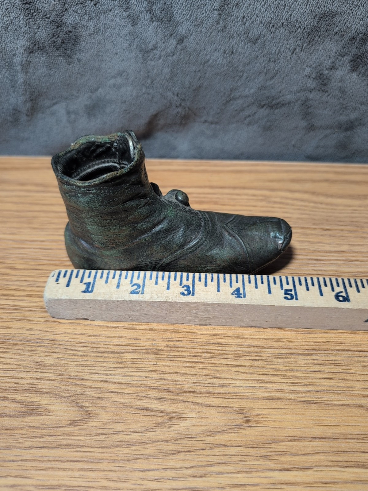 Rare Antique Bronzed Victorian Era Leather Baby S… - image 7