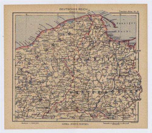 1943 WWII MAP PRUSSIA POMERANIA DANZIG GDANSK GDYNIA GOTENHAFEN POLAND ...