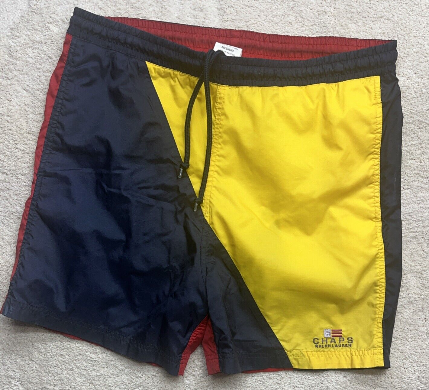 Vtg Chaps Colorblock Ralph Lauren Swim Shorts Tru… - image 1