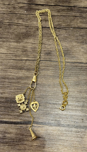 Vintage 24" Gold Tone Charm Necklace