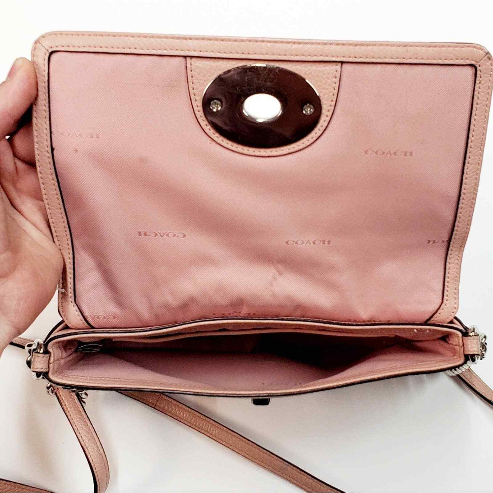 Peach Pink Coach Crosstown Chain Crossbody Flap B… - image 7