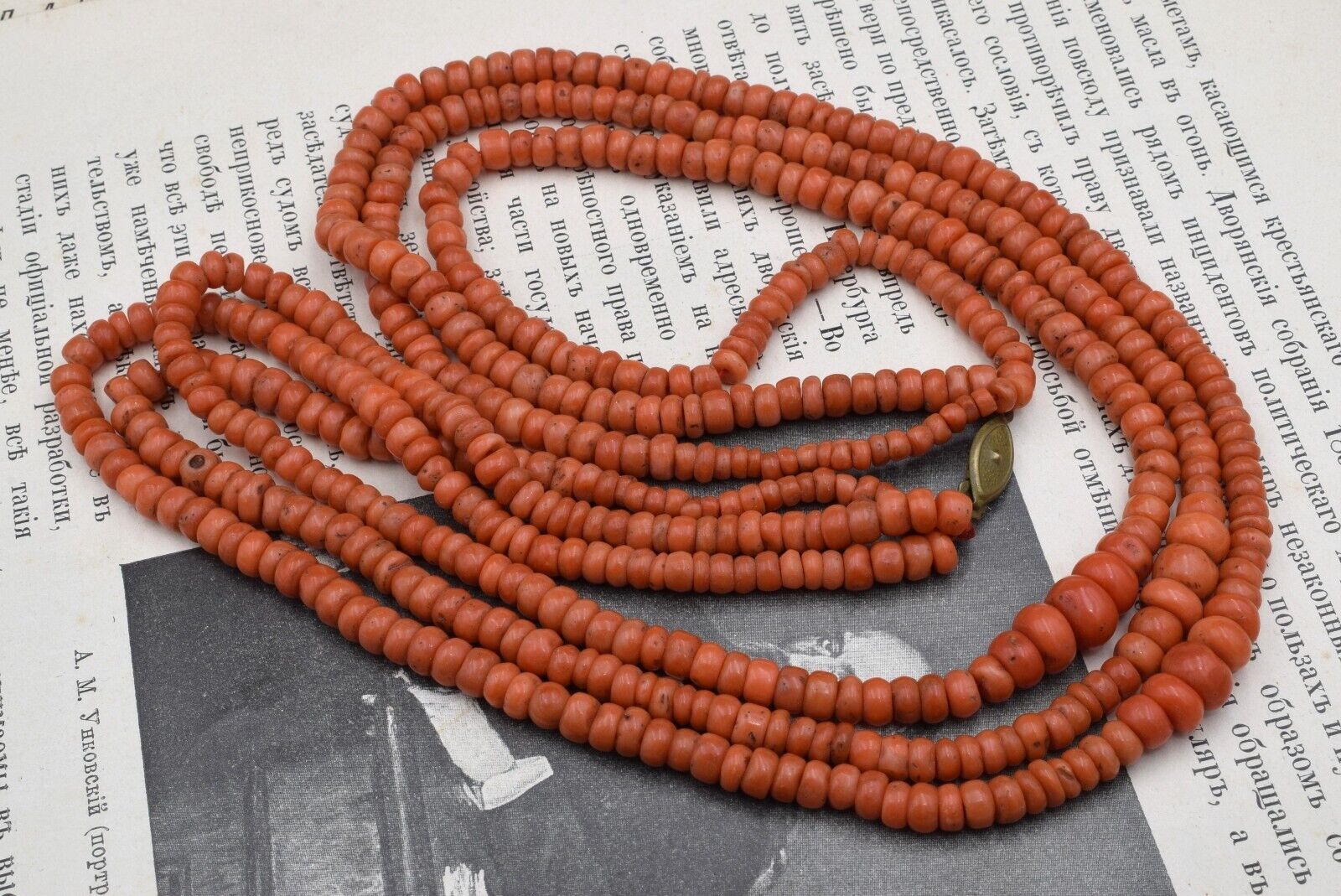 Antique 19th century! Natural undyed CORAL Neckla… - image 14