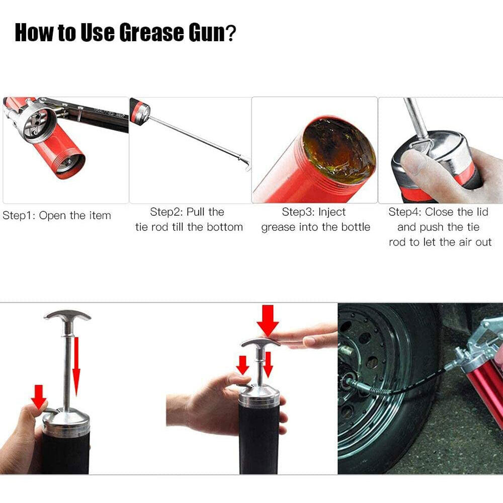 400cc Single-hand Pistol Grip Grease Gun Kit With Accessories Flexible ...