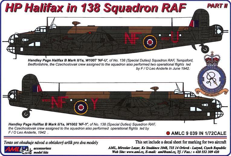 AML Models Decals 1/72 HANDLEY PAGE HALIFAX British 139 Squadron