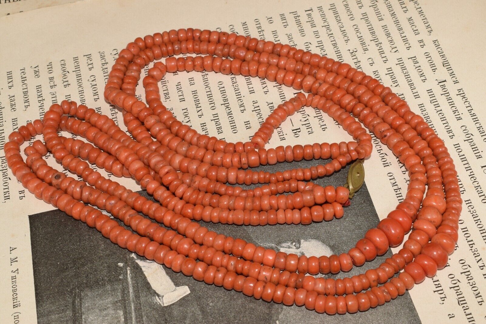 Antique 19th century! Natural undyed CORAL Neckla… - image 15