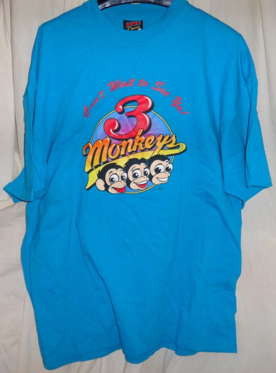 VTG 3 monkeys Soffe Choice Single Stitch Shirt DE… - image 2