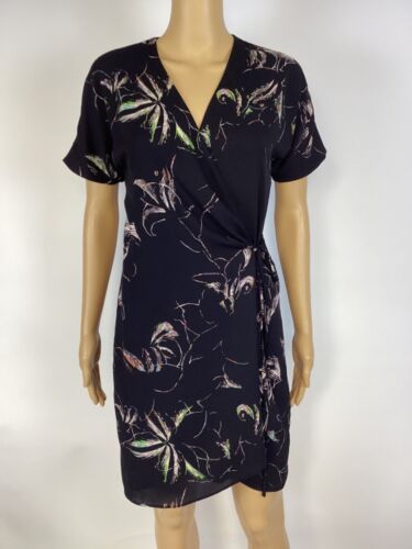 Aritzia Babaton Wallace Wrap Black Floral Dress XS