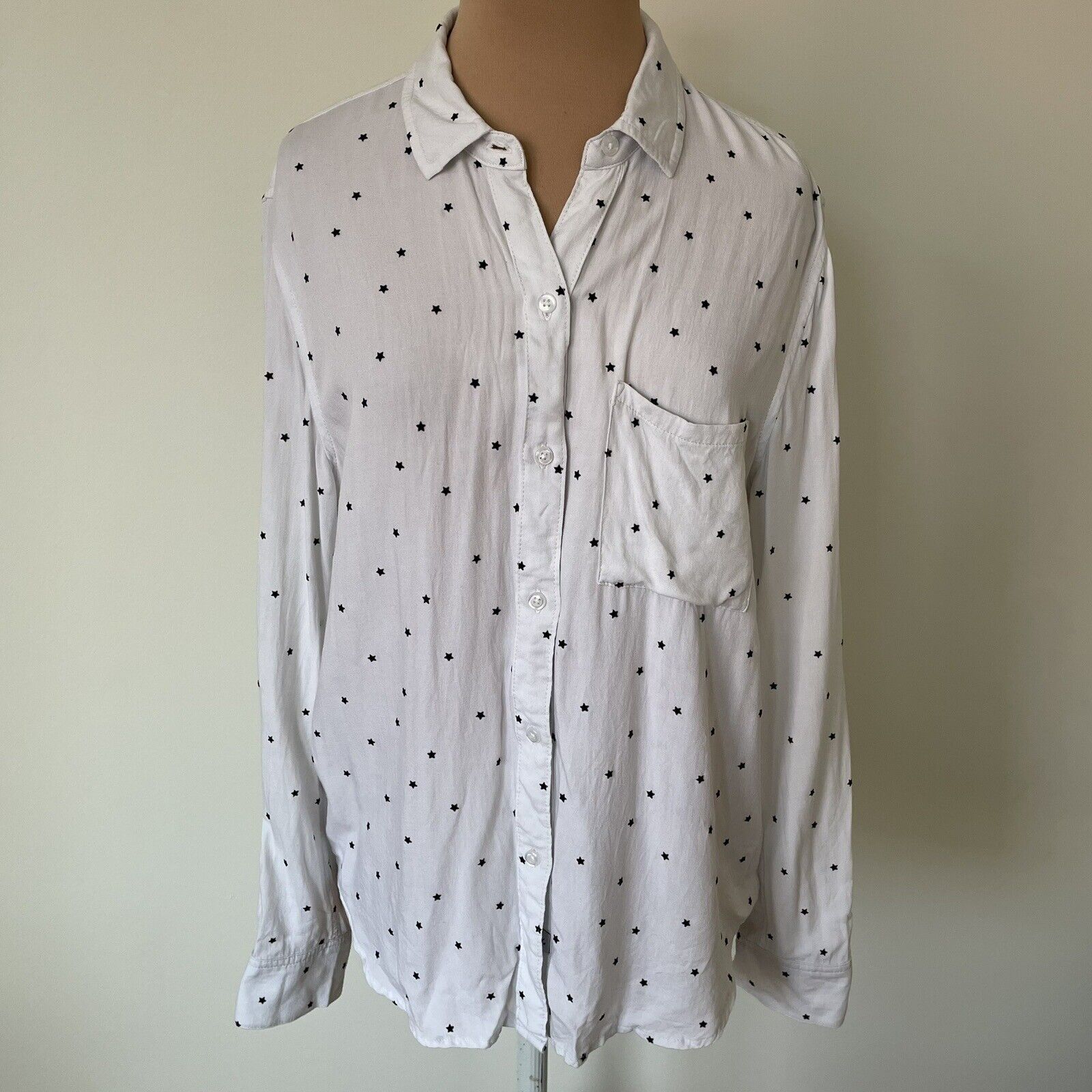 Rails Rocsi Shirt White Flocked Mini Stars Rayon … - image 1