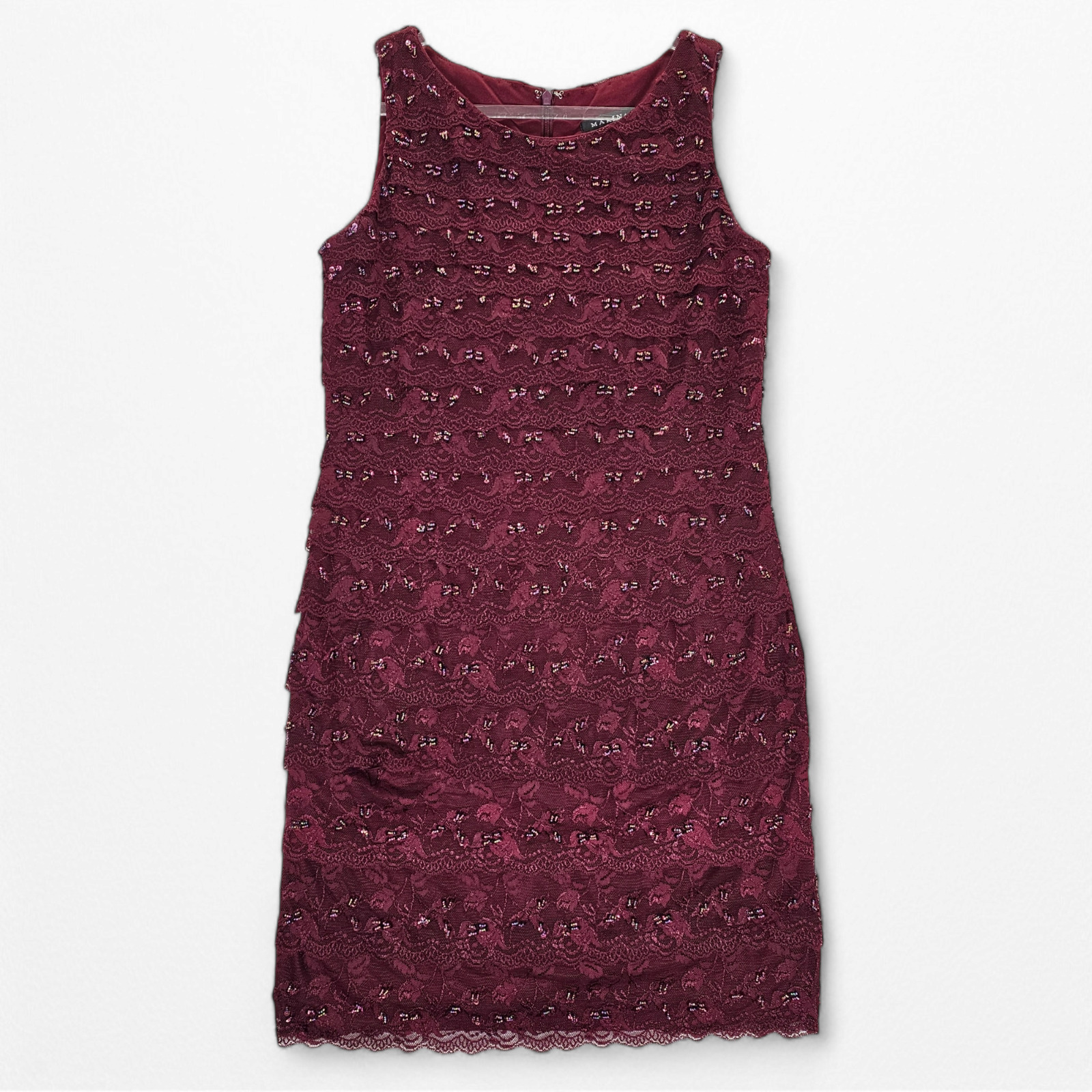 Marina Dress Sleeveless Burgundy Red Lace Beaded … - image 4