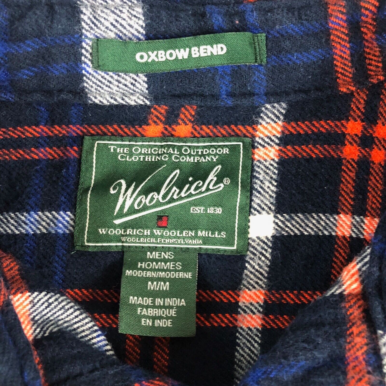 Woolrich Flannel Shirt Mens Medium Blue Orange Pl… - image 3