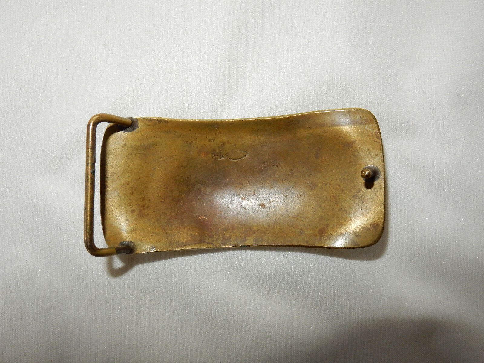 Vintage Brass Humpback Whale signed artisan belt … - image 9