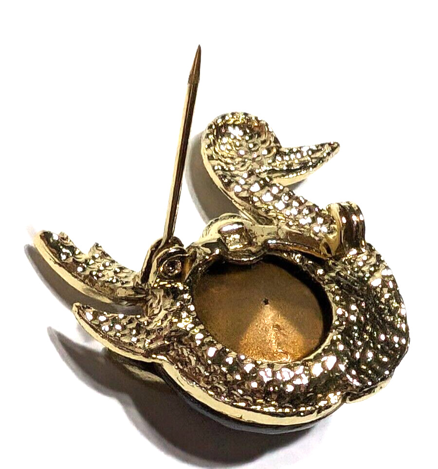 Vintage Jelly Belly Swan Duck Brooch Pin Gold  Pu… - image 4