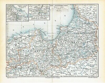 East Prussia West Prussia Pommern Danziger Bay Map From 1897 | eBay