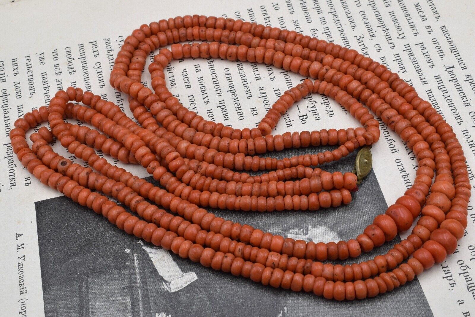 Antique 19th century! Natural undyed CORAL Neckla… - image 13