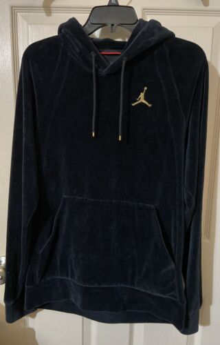 Nike JORDAN Hoodie Mens Small Black  Velour Pullov