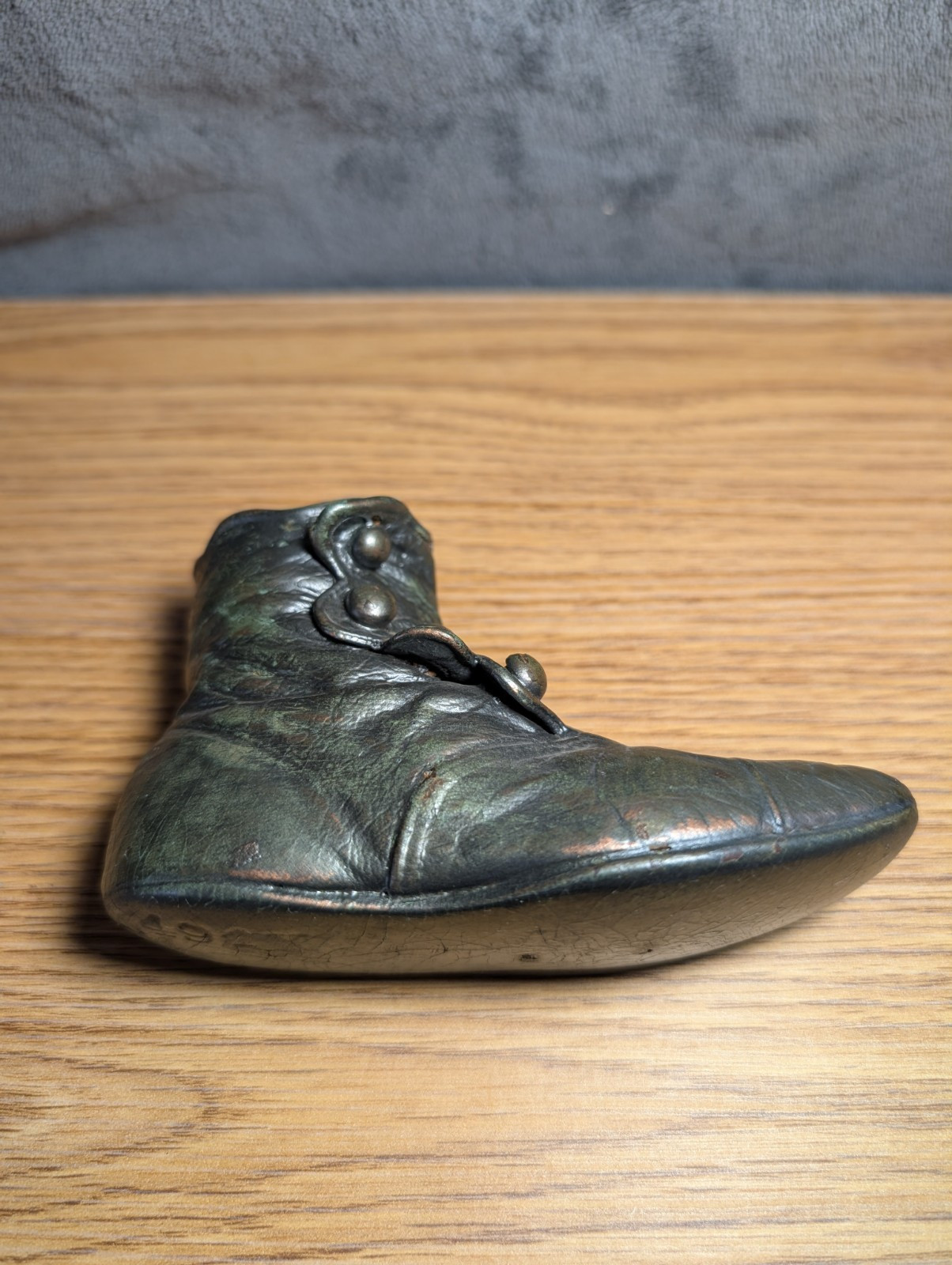 Rare Antique Bronzed Victorian Era Leather Baby S… - image 3