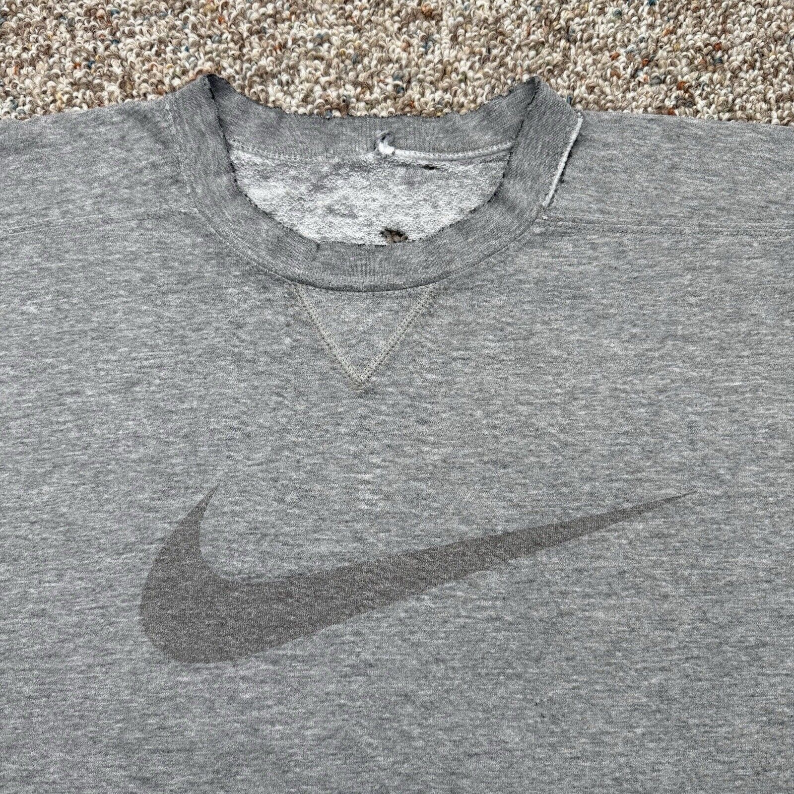 VTG 90s Nike Big Swoosh Logo Thrashed Distressed … - image 3