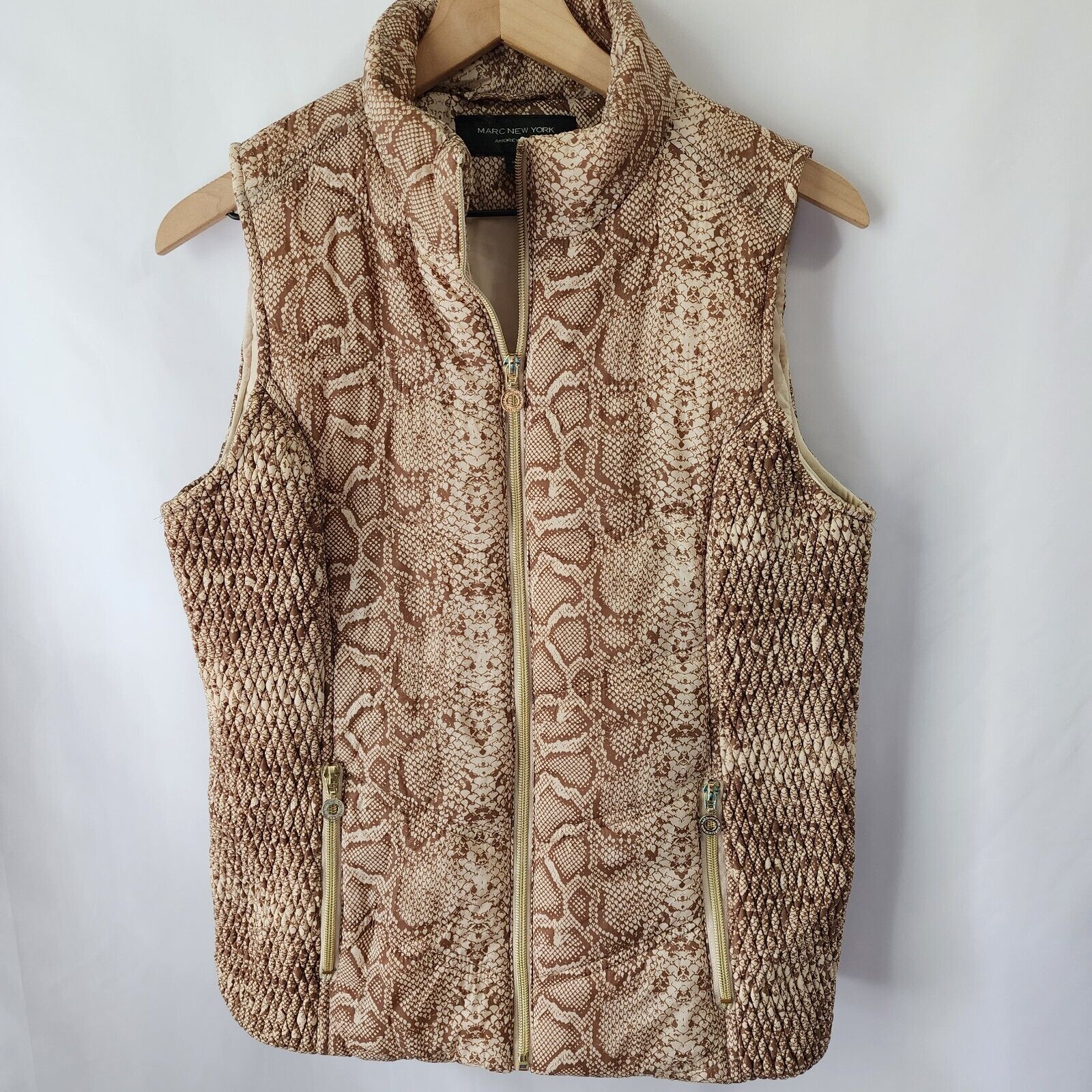 Andrew Marc Marc New York Snakeskin Puffer Vest W… - image 1