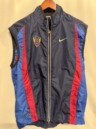 Vtg Nike Vest USA Windbreaker Color Block USA FZ P