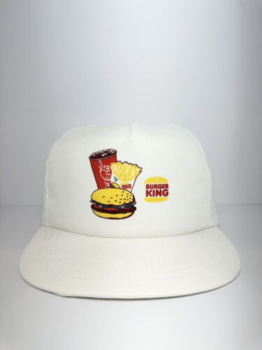 Vintage 80s Burger King Promo USA Made White SnapB