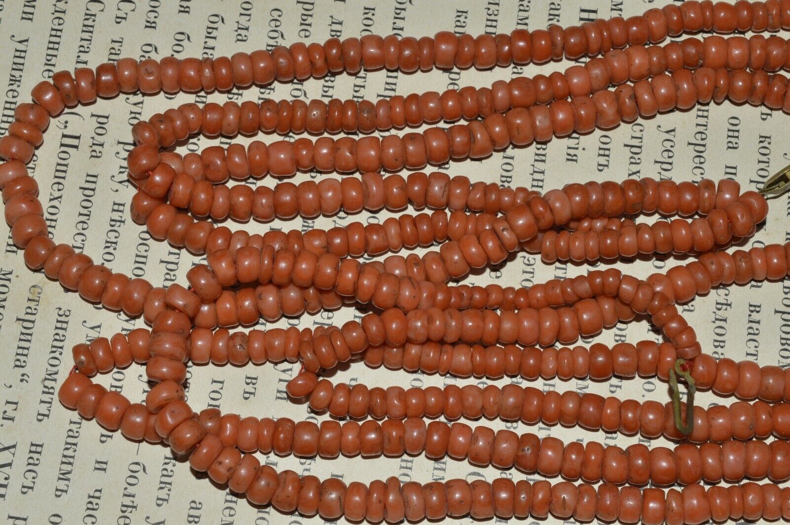 Antique 19th century! Natural undyed CORAL Neckla… - image 9