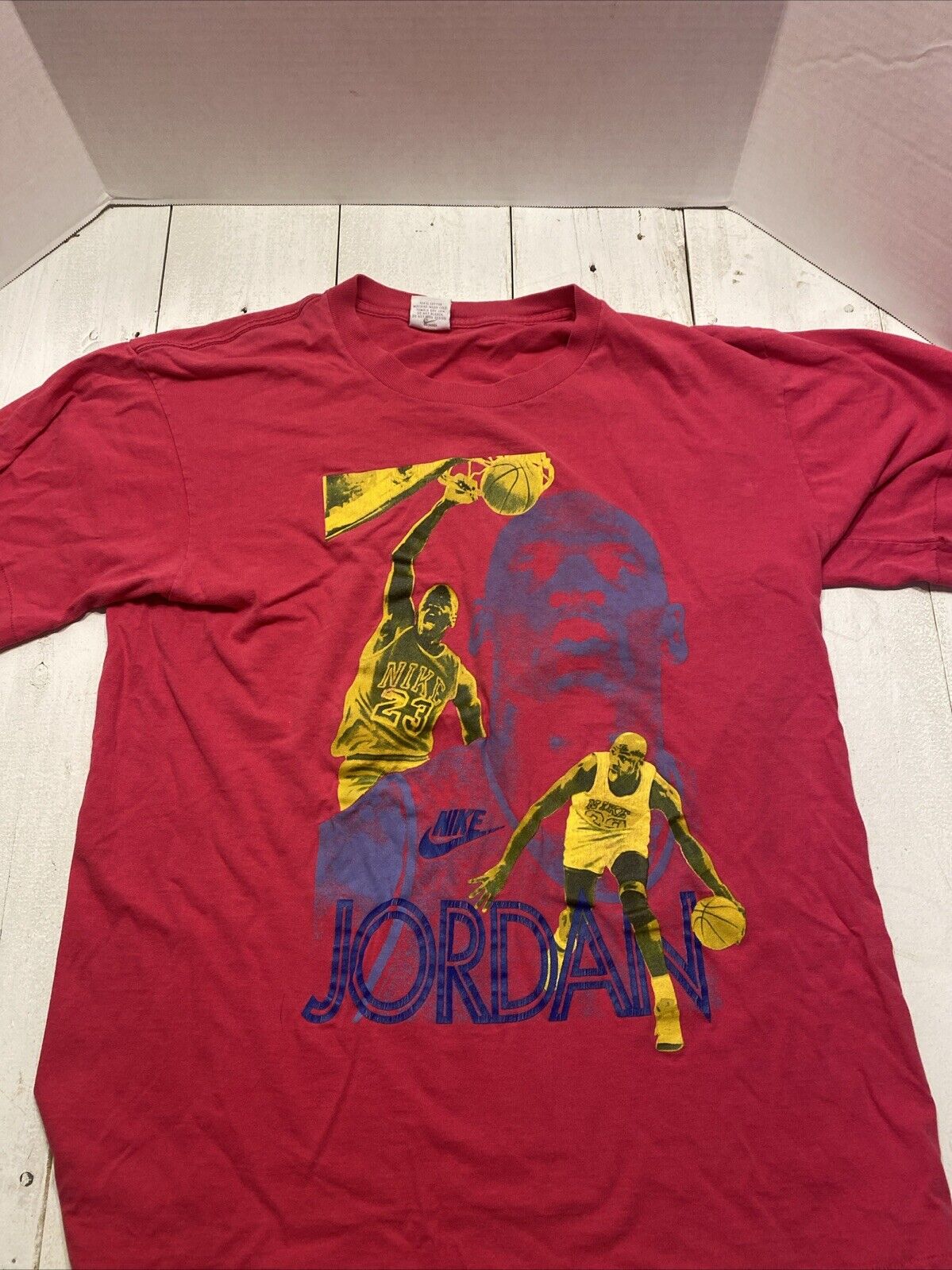 90s Vtg Nike Air Jordan Dunk Mens NBA Red T-Shirt… - image 1