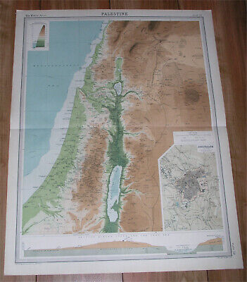 1922 ANTIQUE MAP OF PALESTINE ISRAEL HOLY LAND LEBANON JORDAN SYRIA ...