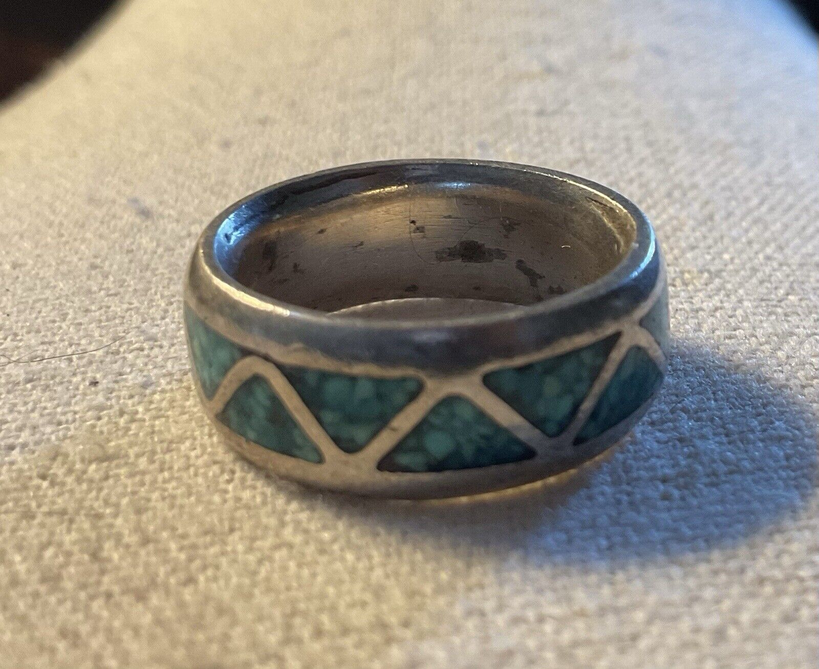 Vintage Native American 925 Crushed Inlay Turquoi… - image 2