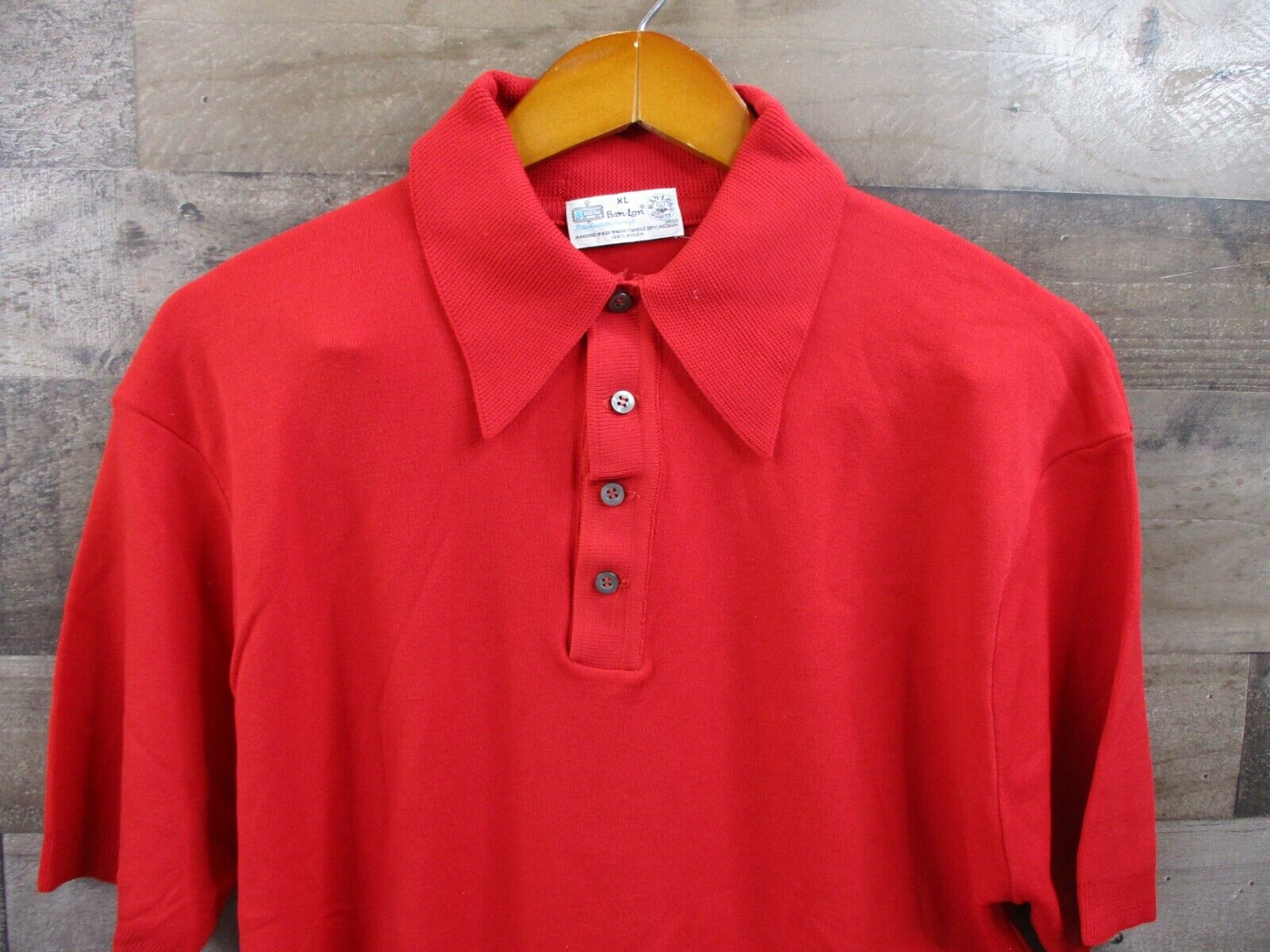 Vintage Ban Lon Polo Shirt Mens XL Red Nylon Knit… - image 1