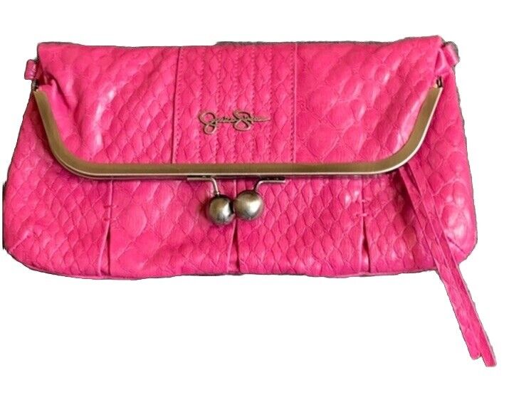 JESSICA SIMPSON PINK DESIGNER PURSE CLUTCH BAG - image 1